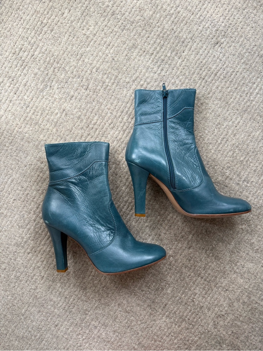 Marc Jacobs Teal Leather High-Heel Ankle Boots